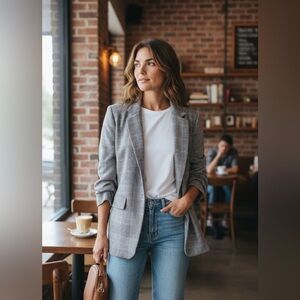 H&M Grey plaid blazer